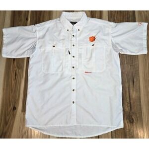 Drake Waterfowl Button Shirt SC Clemson Tigers Mens White Size M Short Sleeve‎